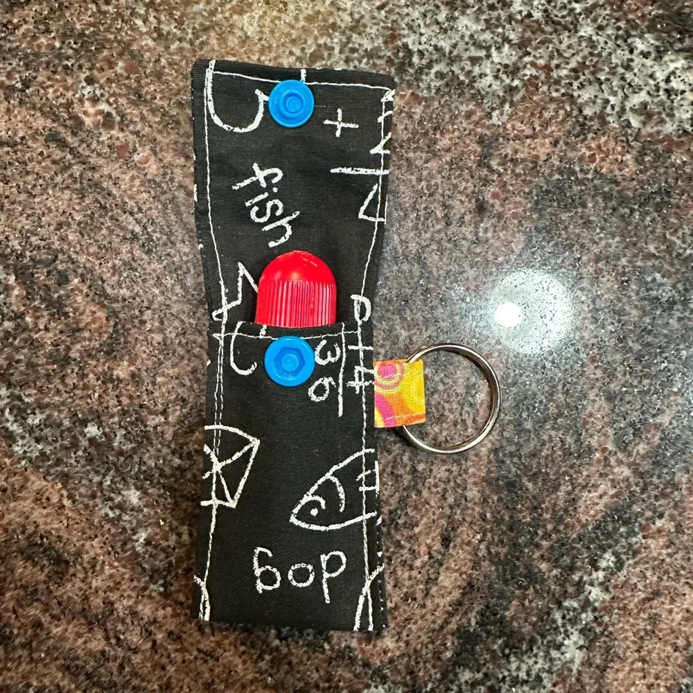 Handmade lip balm holder keychain- chalkboard design